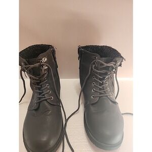 US Size 10 Womens Wanted Brand Black Zipper Sized Boots With Long Tie Strings